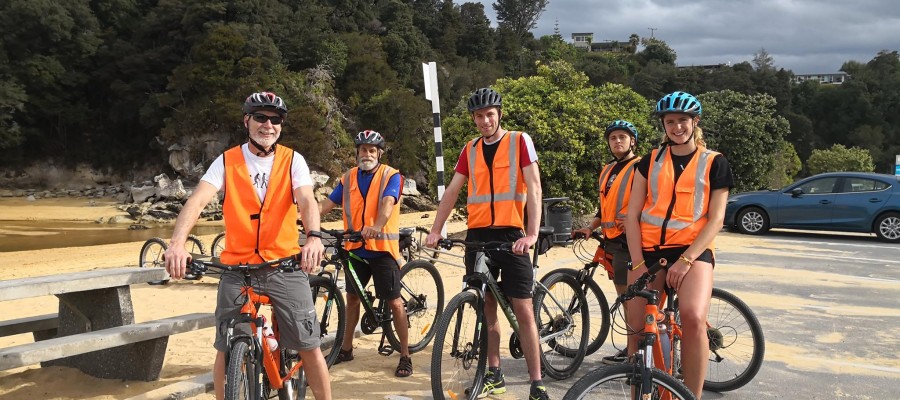 Bike riding into the Abel Tasman