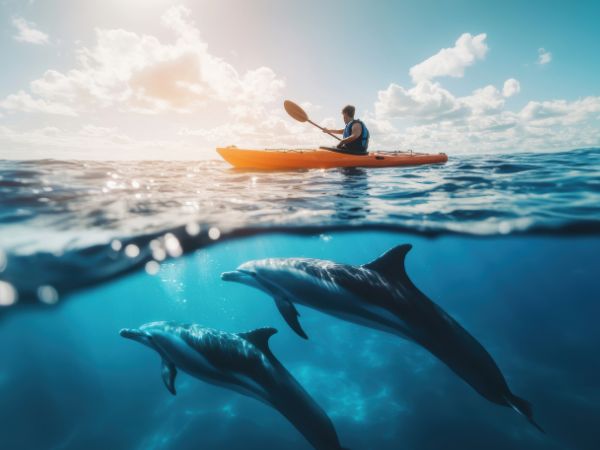 Kayaking with dolphins